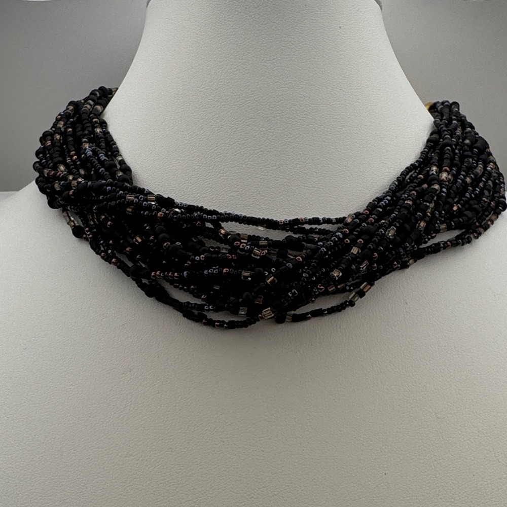 Elegant Black Beaded Necklace